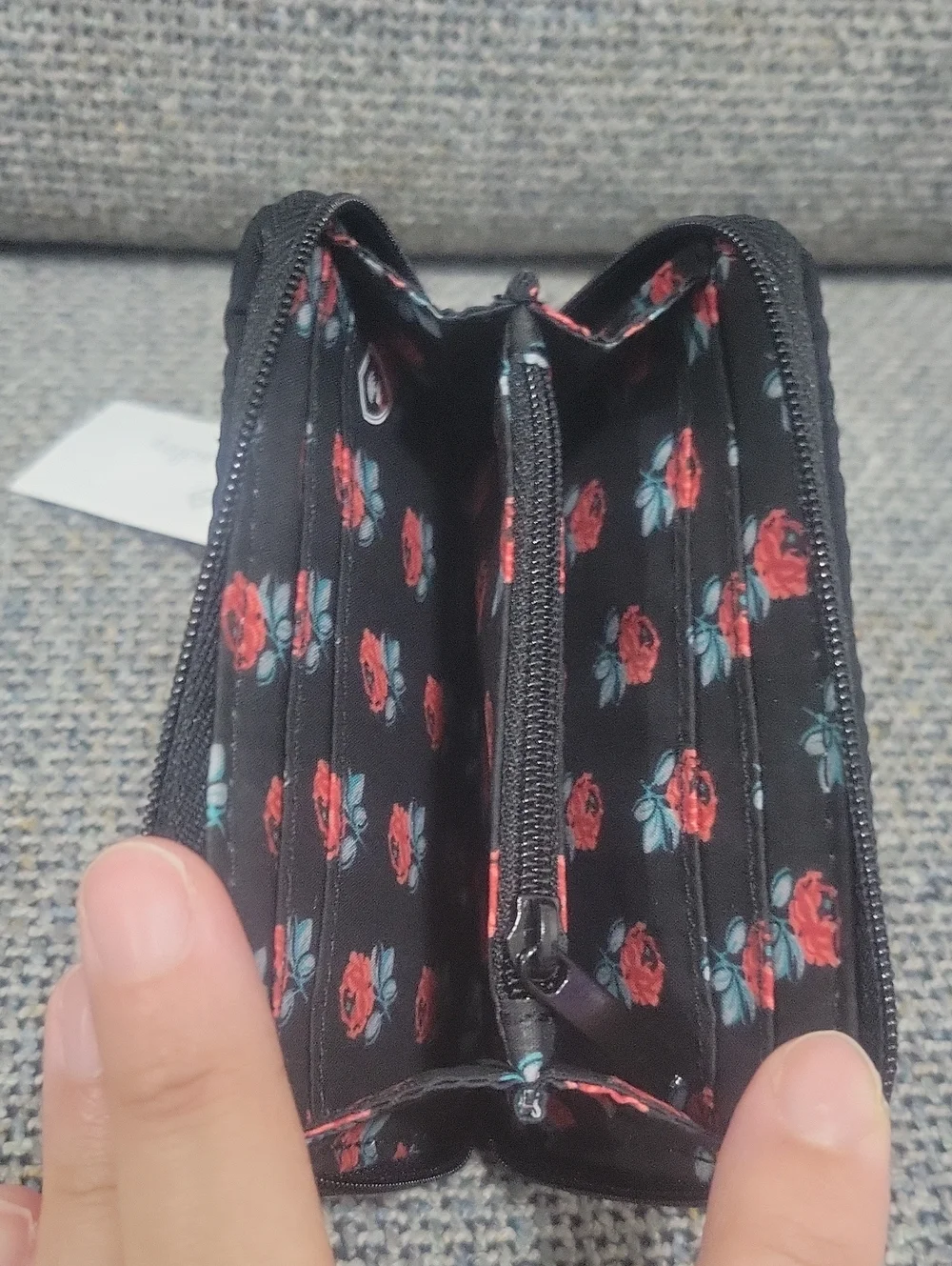 VERA BRADLEY Quilted RFID Small Zip-Around Wallet in Classic Black